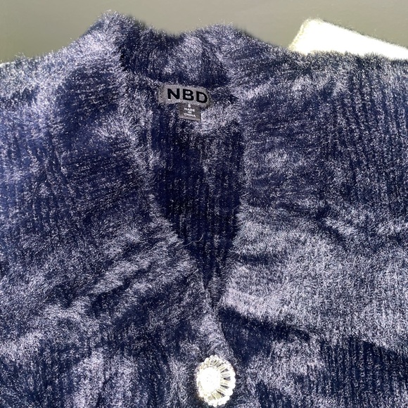 Revolve NBD Grace Fuzzy Cardigan Skirt Set Black - Picture 6 of 11